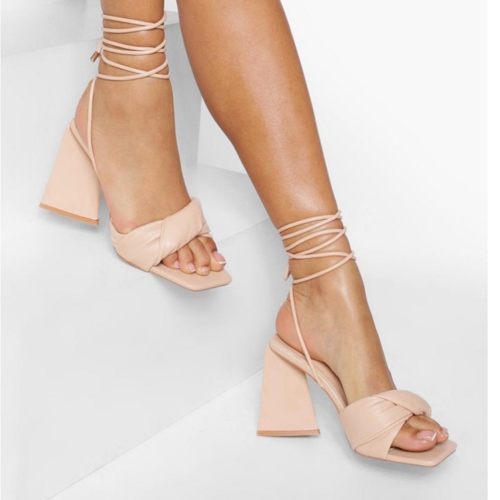 Twist Front Strappy Block Heels